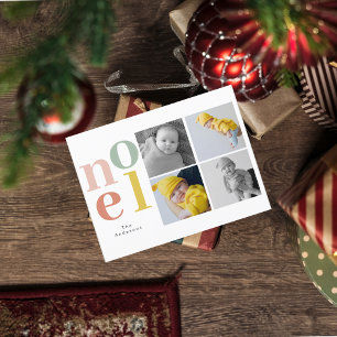 Collage jul fyra bilder Färgrik Noel Vykort