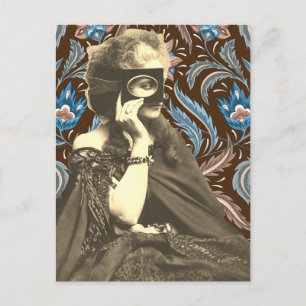 Collage Mask Dam Countess Castiglione Helg Vykort