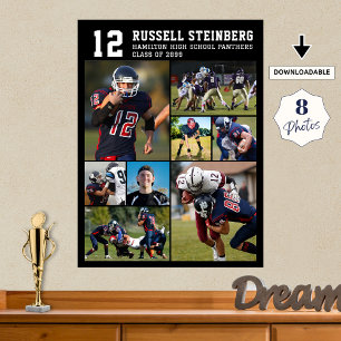 Collage med 8 foton för High School Sports Senior Poster