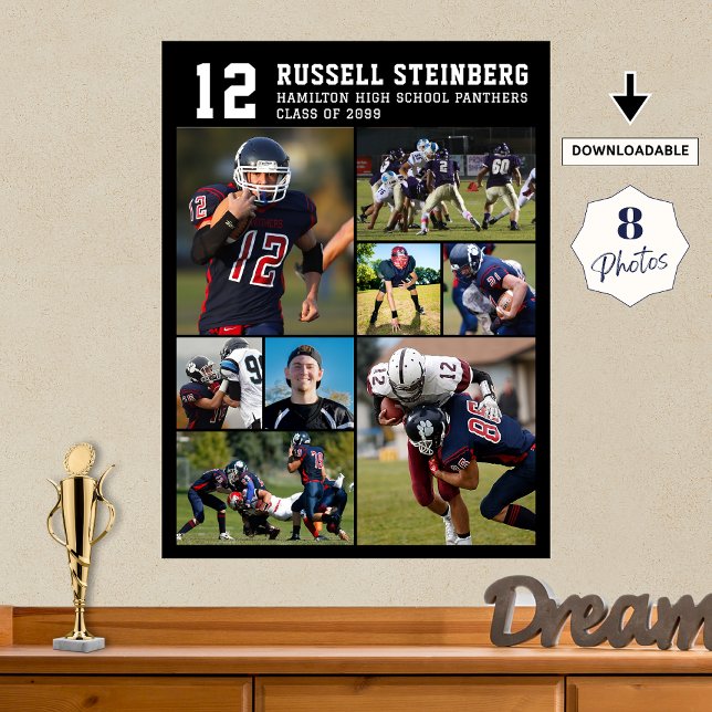 Collage med 8 foton för High School Sports Senior  Poster (Skapare uppladdad)