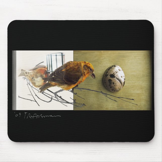 Collage Mousepad för gräsGrossbeak fågel Musmatta (Framsidan)