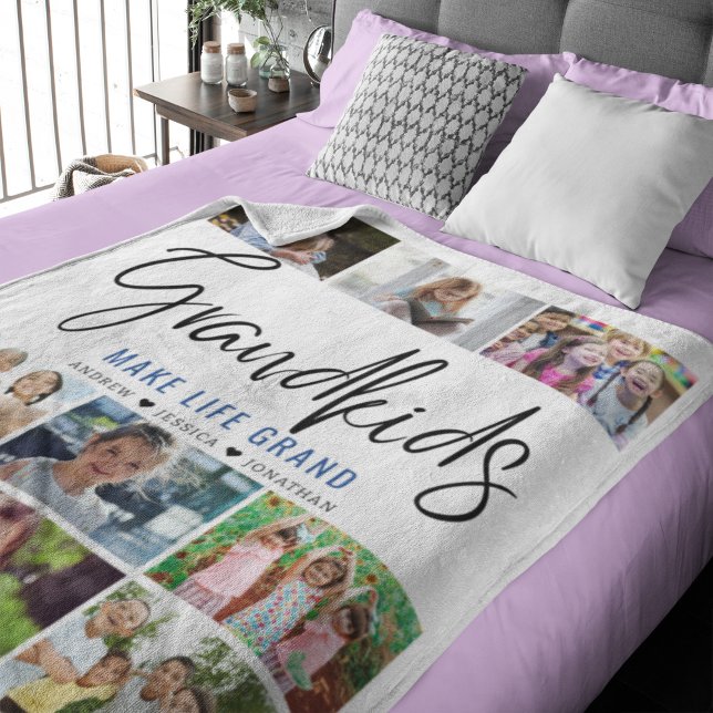 Collage of 9 photos of Grandchildren with a Quote Fleecefilt (Skapare uppladdad)