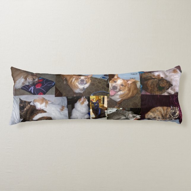 Collage of Cudely Pet Photos Body Pillow Kroppskudde (Framsidan)