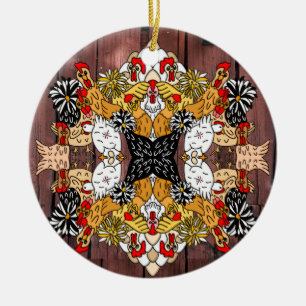 Collage of Hand plockade Funny Chickens Ceramic Or Julgransprydnad Keramik