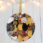Collage of Hand plockade Funny Chickens Julgransprydnad Keramik<br><div class="desc">Hand plockade tecknad höns julprydnad. Det är en underbar gåva till en kyckling älskare eller någon med bakgårdskycklingar.</div>
