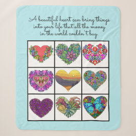 Collage of Painted Hearts (light blue), with Quote