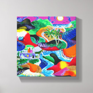 Collage of Puerto Rico Tropical Caribbean Art Canvastryck