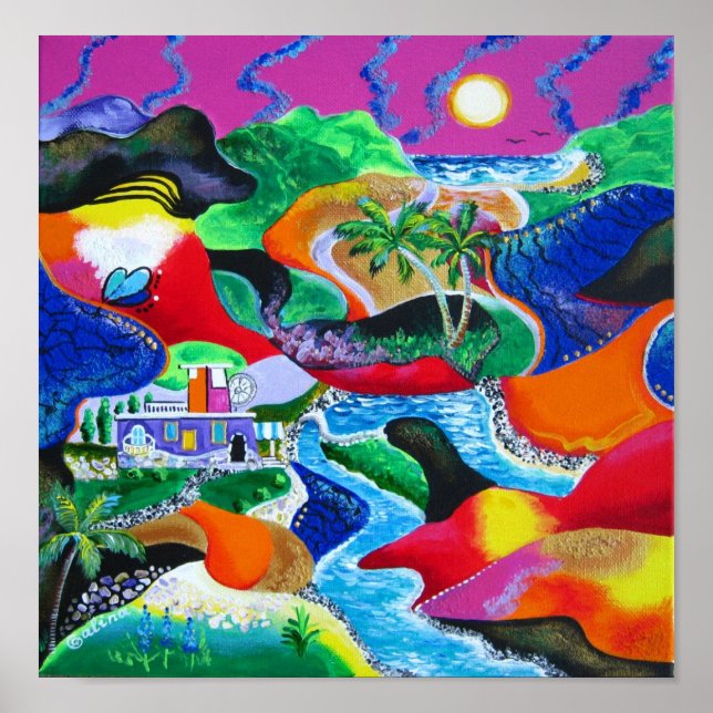 Collage of Puerto Rico Tropical Caribbean Art Poster (Framsidan)