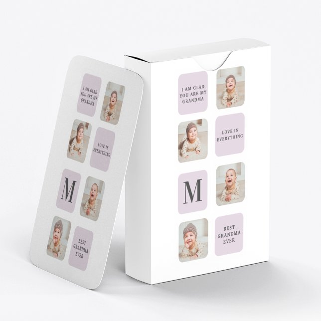 Collage Photo & Best Grandma All Best Lila Gift Casinokort (Skapare uppladdad)