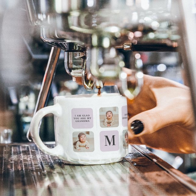 Collage Photo & Best Grandma All Best Lila Gift Espressomugg (Skapare uppladdad)