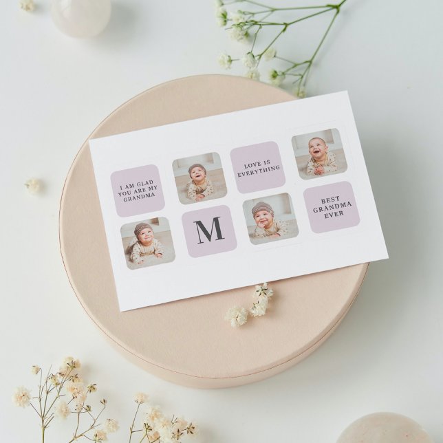 Collage Photo & Best Grandma All Best Lila Gift Helg Vykort (Skapare uppladdad)