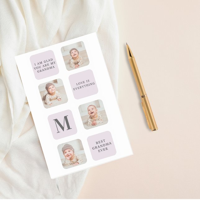 Collage Photo & Best Grandma All Best Lila Gift Post-it Block (Skapare uppladdad)