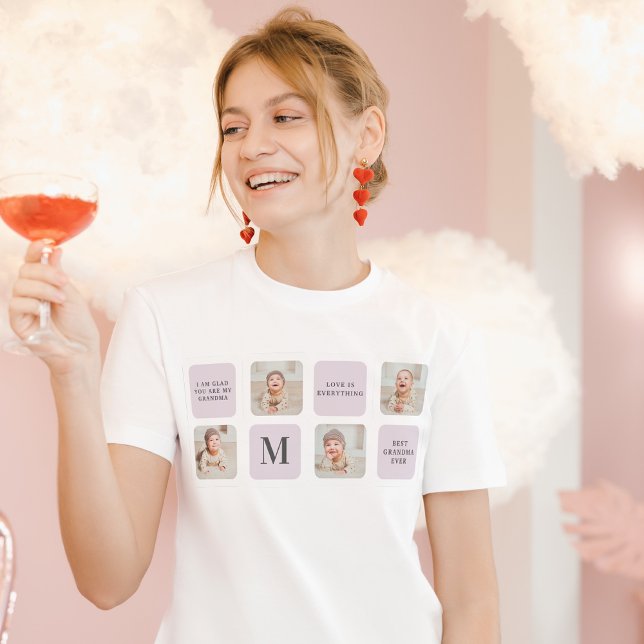 Collage Photo & Best Grandma All Best Lila Gift T Shirt (Skapare uppladdad)