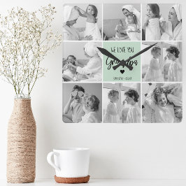 Collage Photo Best Grandpa Pastel Mint Gift Fyrkantig Klocka