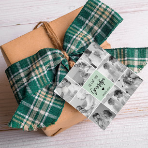 Collage Photo Best Grandpa Pastel Mint Gift Gåvor Etiketter