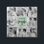 Collage Photo Best Grandpa Pastel Mint Gift Knapp<br><div class="desc">Det här vackra fotot är perfektens sätt att uttrycka kärlek för din morfar. Med det hjärtliga budskapet "Vi kärlek du morpa" i elegant som skriver mot en soothing pastel mint bakgrund, fångar biet den värme och kärlek du känner för din morfar. Med vårt kollage-design kan du inkludera omhuldade bilder av...</div>