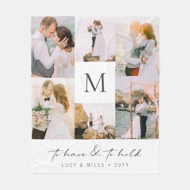 Collage Photo Bröllop Fleece Blanket (Framsidan)
