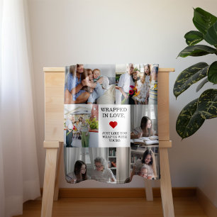 Collage Photo Grandma Wrapped in kärlek Valentine Fleecefilt