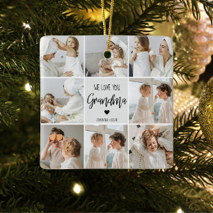 Collage Photo Grått We Kärlek You Grandma Best Gif Julgransprydnad Keramik