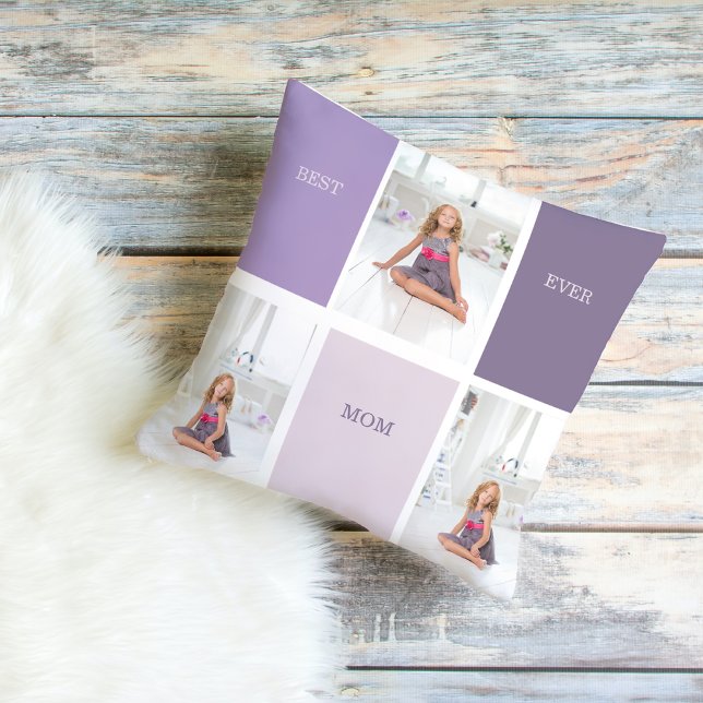 Collage Photo Lila Best Mamma All Gift Kudde (Skapare uppladdad)