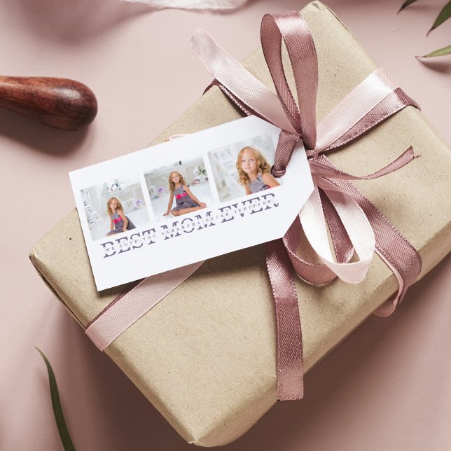 Collage Photo Lila Best Mamma All Gift Presentetikett (Skapare uppladdad)