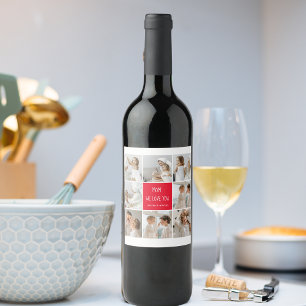 Collage Photo Mamma Red We Kärlek You Best Mor Gif Vinflaska Etikett