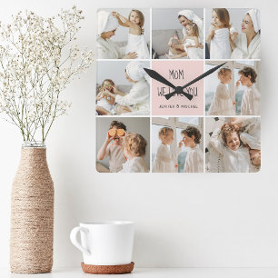 Collage Photo Mamma we Kärlek You Best Mor Gift Fyrkantig Klocka