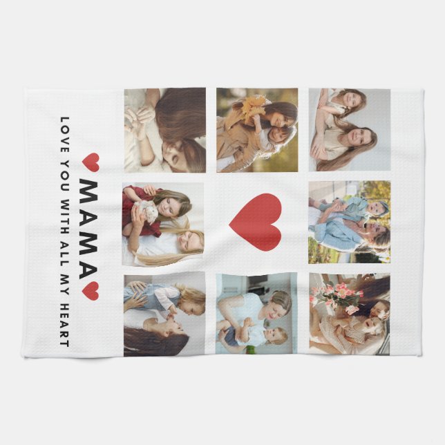Collage Photo Mamma we Kärlek You Best Mor Gift Kökshandduk (Horisontell)