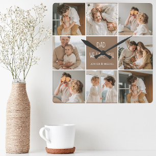 Collage Photo Pappa Vi Kärlek You Lycklig Fars dag Fyrkantig Klocka