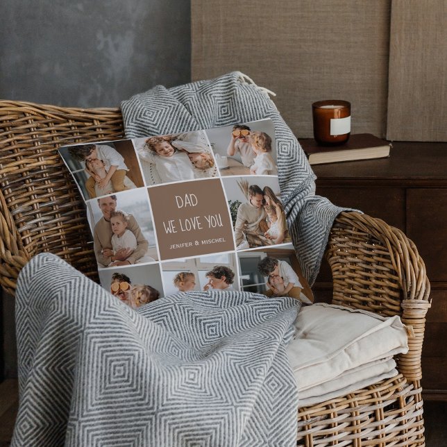 Collage Photo Pappa Vi Kärlek You Lycklig Fars dag Kudde (Skapare uppladdad)