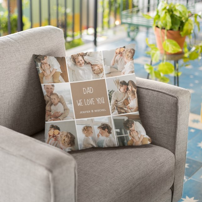 Collage Photo Pappa Vi Kärlek You Lycklig Fars dag Kudde (Skapare uppladdad)