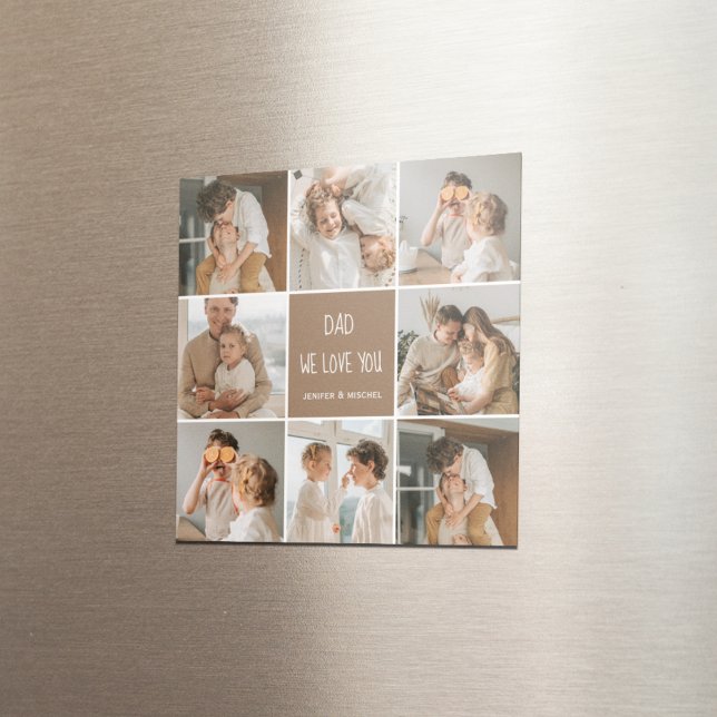 Collage Photo Pappa Vi Kärlek You Lycklig Fars dag Magnet (Skapare uppladdad)
