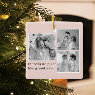Collage Photo Pastel Rosa Best Grandma Gift Julgransprydnad Keramik
