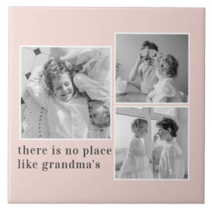 Collage Photo Pastel Rosa Best Grandma Gift Kakelplatta