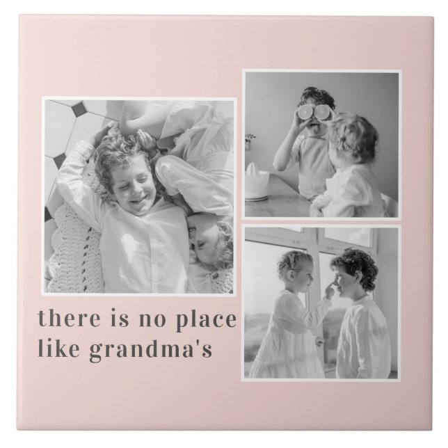 Collage Photo Pastel Rosa Best Grandma Gift Kakelplatta (Framsidan)