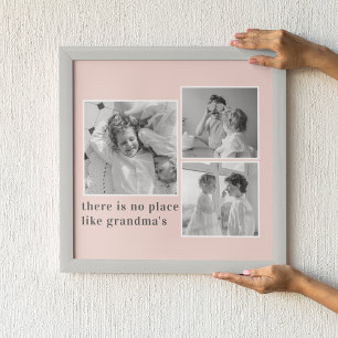 Collage Photo Pastel Rosa Best Grandma Gift Poster
