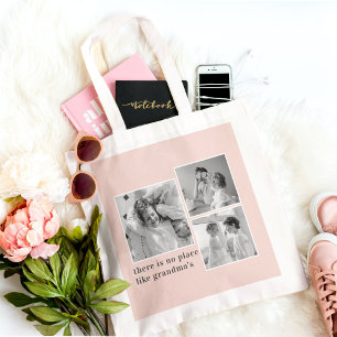 Collage Photo Pastel Rosa Best Grandma Gift Tygkasse
