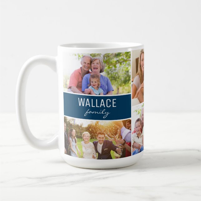 Collage Photo Reunion Family namn Year souvenir Kaffemugg (Vänster)