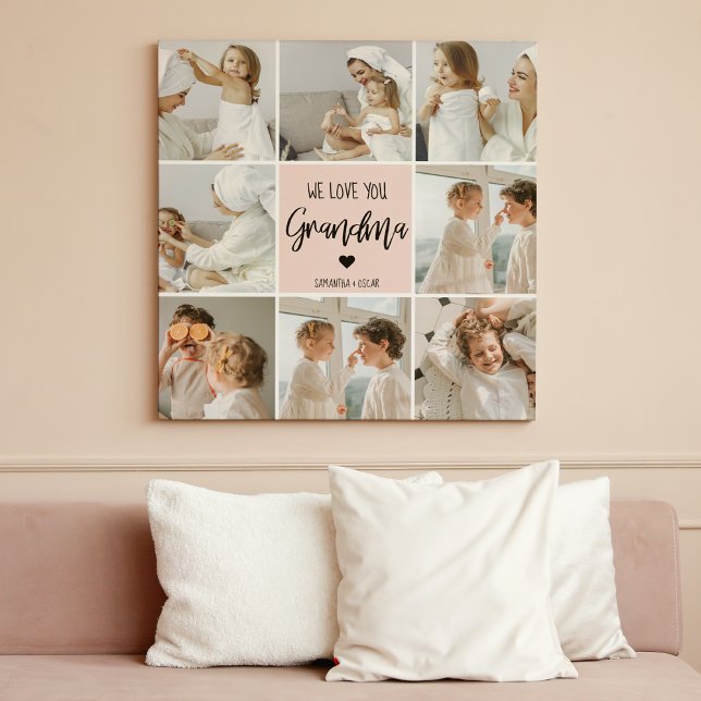 Collage Photo Rosa Vi Kärlek You Grandma Best Gift Canvastryck (Skapare uppladdad)
