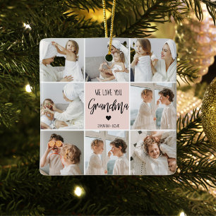 Collage Photo Rosa Vi Kärlek You Grandma Best Gift Julgransprydnad Keramik