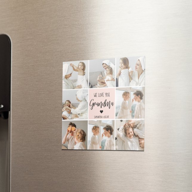 Collage Photo Rosa Vi Kärlek You Grandma Best Gift Magnet (Skapare uppladdad)