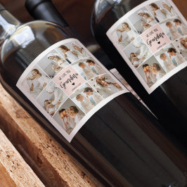 Collage Photo Rosa Vi Kärlek You Grandma Best Gift Vinflaska Etikett