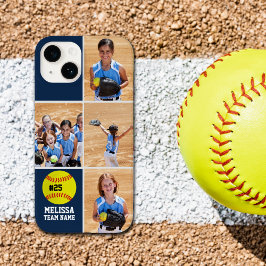 Collage photos Children's Softball Team Blue