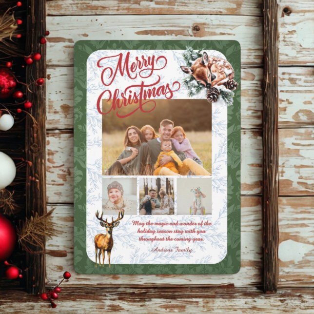 Collage Pine Needle Merry Christmas Julkort (Skapare uppladdad)