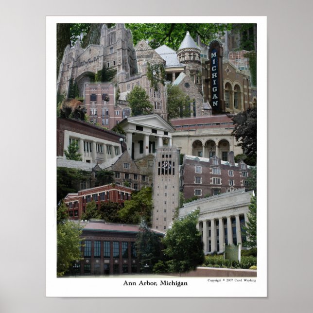Collage poster Ann Arbor Michigan 11 x 14 (Framsidan)