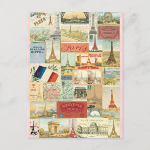 Collage souvenirs de Paris Vykort
