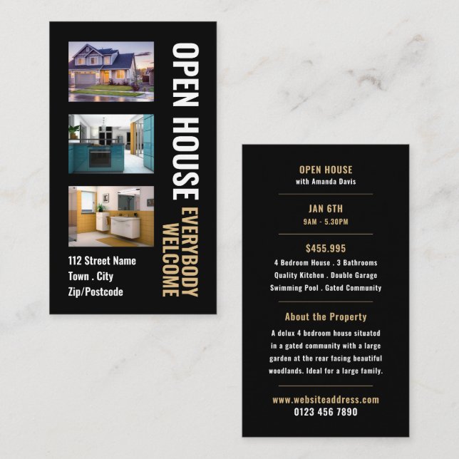 Collage Stil Realtor Open House-reklamkort Visitkort (Fram/baksida)