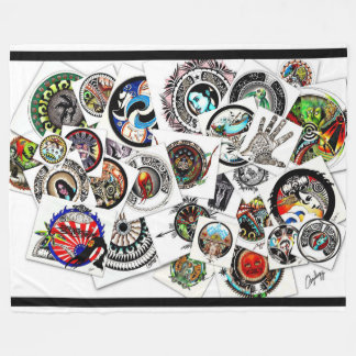 Collage Teckning Fleecefilt