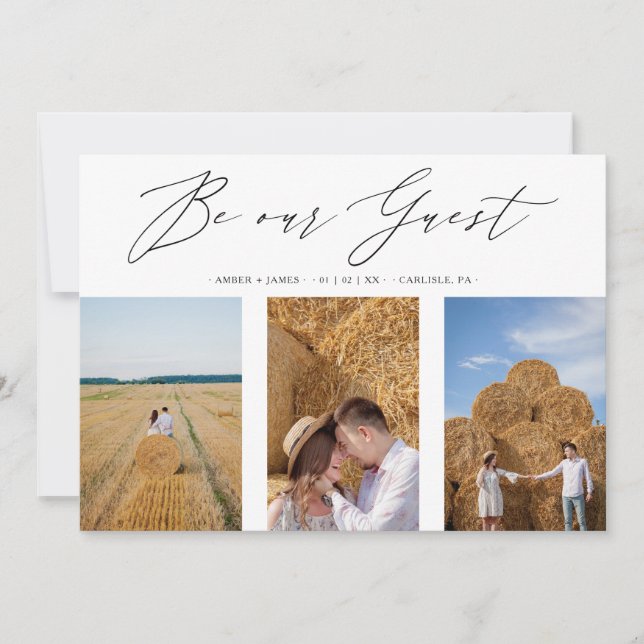 Collage Three Photos Be Our Guest Romantic Wedding Spara Datumet (Framsida)