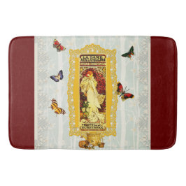 Collage vintage Retro med snöre och blommor Badrumsmatta